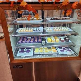 Purple Dough - Pastry showcase, flan on bottom - Desserts Near Me - Woodside, New York Purple Dough - Pastry showcase, flan on bottom - Desserts Near Me - Woodside, New York