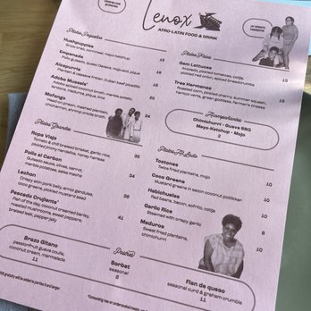 Lenox  - The menu...it's not too big but lots of good stuff on here. - Latin American Near Me - Seattle, Washington