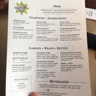 Menu photo 6 TJ's Harbor Restaurant Oshkosh, WI