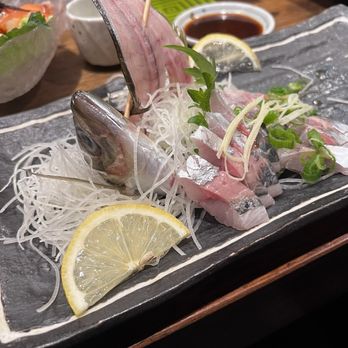 Mr Max - Fresh mackerel once you eat the sashimi, they will deep fry it and then you can eat the rest of it and it was amazing. - Sushi Bars Near Me - Irving, Texas