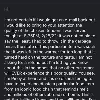 Jollibee - A word of advice: don't even attempt to reach Jollibee by e-mail. - Chicken Shop Near Me - Alhambra, California