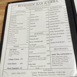 Road Side Bar N Grill - Menu