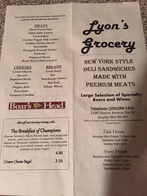 Menu photo 7 Lyon's Grocery Seattle, WA