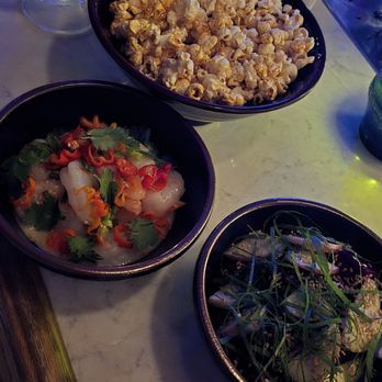 The Emerald Lounge - Shrimp, Soy-Glazed Beets, & Popcorn - Cocktail Bars Near Me - Richmond, Virginia