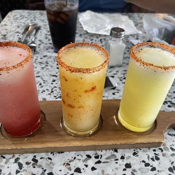Blue Agave Bar & Grill - Margarita flight, you pick 3 flavors - Mexican Near Me - Los Banos, California Blue Agave Bar & Grill - Margarita flight, you pick 3 flavors - Mexican Near Me - Los Banos, California