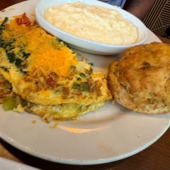 Buttermilk Biscuit - Garden Harvest Omelet, grits and garlic vegetable biscuits - Breakfast & Brunch Near Me - Stonecrest, Georgia Buttermilk Biscuit - Garden Harvest Omelet, grits and garlic vegetable biscuits - Breakfast & Brunch Near Me - Stonecrest, Georgia
