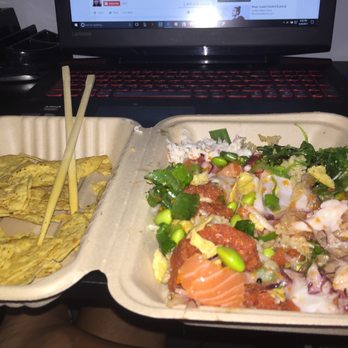 Poke Rainbow - I couldn't wait any longer! Salmon, octopus, and spicy tuna! Delicious! - Poke Near Me - Van Nuys, California