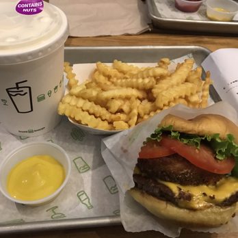 Shake Shack Glendale - Shack stack with peanut butter milk shake. - Burgers Near Me - Glendale, California Shake Shack Glendale - Shack stack with peanut butter milk shake. - Burgers Near Me - Glendale, California