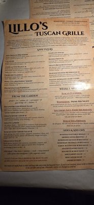 Menu photo 1 Lillo's Tuscan Grille Gulf Breeze, FL Menu photo 1 Lillo's Tuscan Grille Gulf Breeze, FL