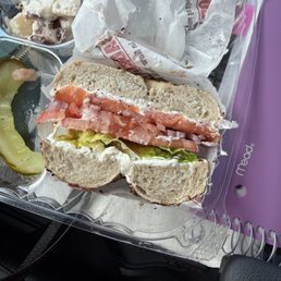 Gluten free everything bagel with cream cheese and lox