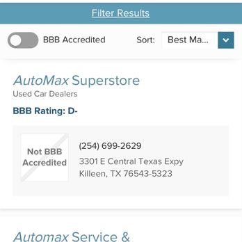 Automax Ford - Better business will not certify them due to all the complaints not answered. - Car Dealers Near Me - Killeen, Texas