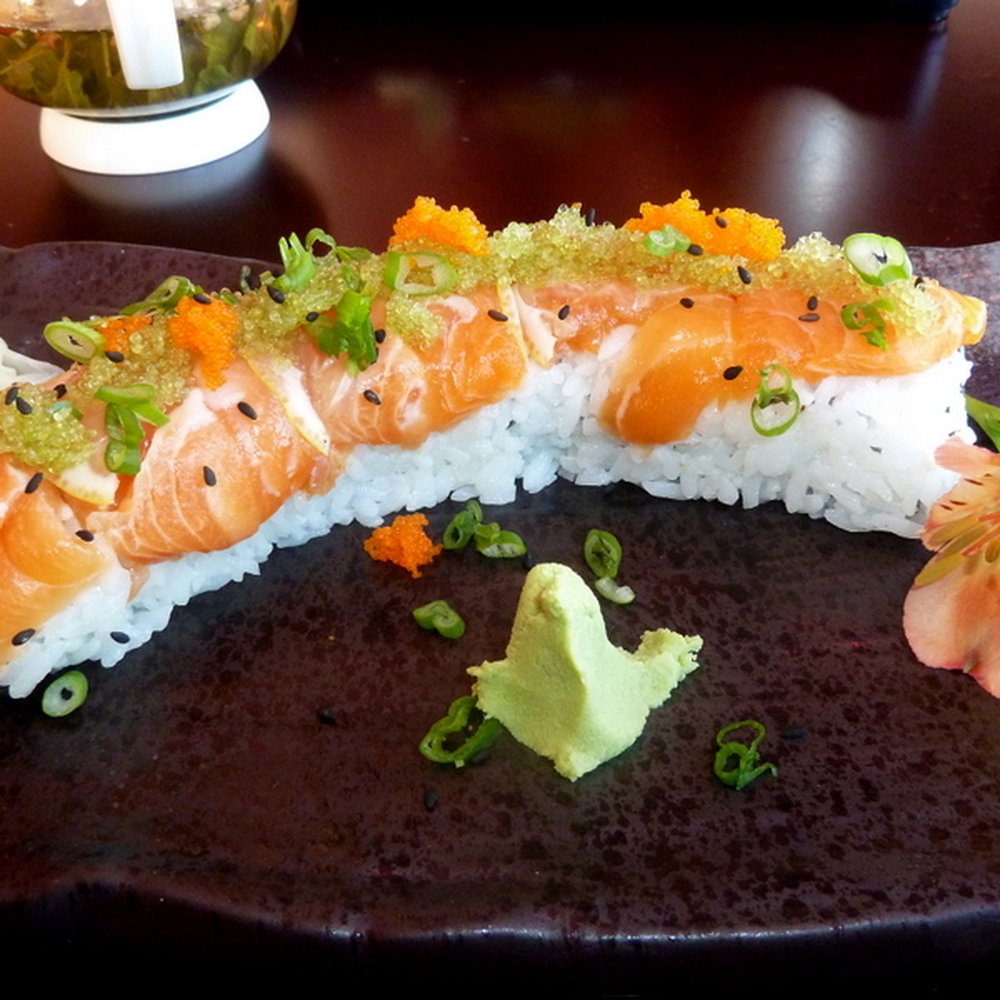 Geisha - The Fire Goddess with salmon, wasabi-tobiko and a hint of lemon - Japanese Near Me - Capitola, California