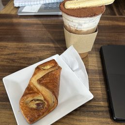 Tiramisu Latte (Iced or Hot) and a Ham and Cheese Croissant