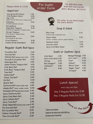 Menu photo 3 Fin Sushi Madison, WI Menu photo 3 Fin Sushi Madison, WI