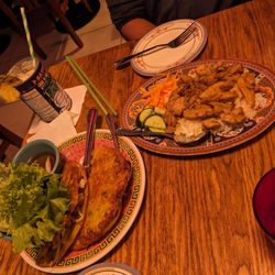 Paper Lantern - Left: Bahn Xeo, right: What the kitchen's having - lemongrass chicken