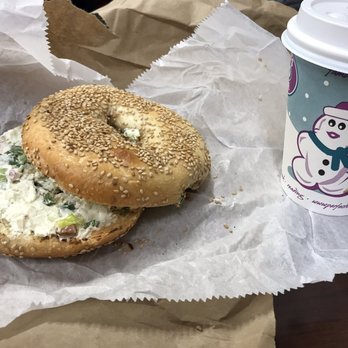 Perfecto's Caffe - a bagel and a cup of coffee - Bagels Near Me - Andover, Massachusetts