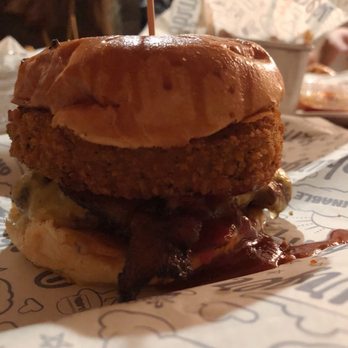 Bareburger - Hell's Kitchen - bison, american, sunny side egg, onion ring, smoke sauce, brioche bun with black forest bacon - Burgers Near Me - New York, New York