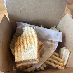 The 208 Grill - Kids combo: grilled cheese sandwich and waffle fries