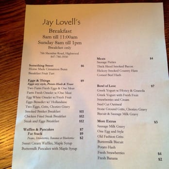 Jay Lovell's - Breakfast menu - Breakfast & Brunch Near Me - Highwood, Illinois