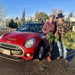 Take your red Mini Cooper to buy your tree to get that full Christmas look