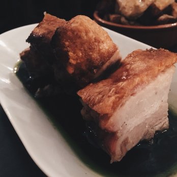 Byzantium - Pork Belly: Tender slow cooked pork belly marinated in garlic, ginger, and sea salt served with a spicy balsamic glaze and salad. - Spanish Near Me - Birmingham, XWM