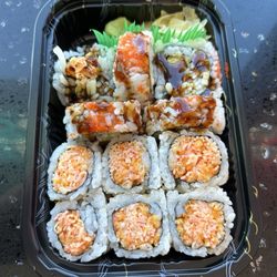 J San Sushi - Shrimp tempura roll and spicy crabmeat roll