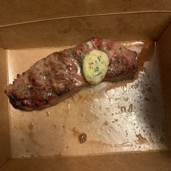 Elysian Cafe - The tiniest NY strip you'll ever have. Insulting to get this as delivery. - New American Near Me - Hoboken, New Jersey