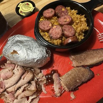 Sonny's BBQ - Dirty rice with Beef Brisket and sliced pork - Barbeque Near Me - Florida City, Florida