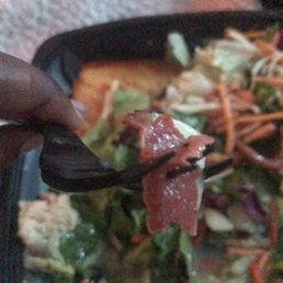 Bacon on a vegan salad Bacon on a vegan salad