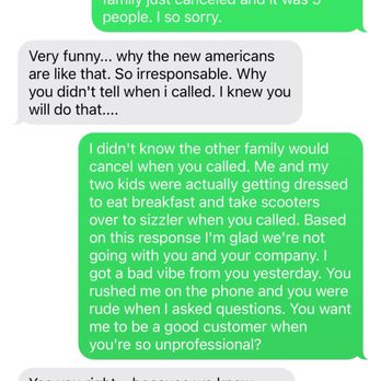 Aquatica - Text message between me and Captain Ivan from Aquatica San Juan. - Tours Near Me - San Juan, Puerto Rico