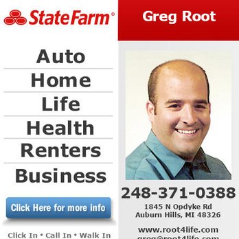 Greg Root - State Farm Insurance Agent - Ad powered by: YPC Media - Insurance Near Me - Auburn Hills, Michigan Greg Root - State Farm Insurance Agent - Ad powered by: YPC Media - Insurance Near Me - Auburn Hills, Michigan