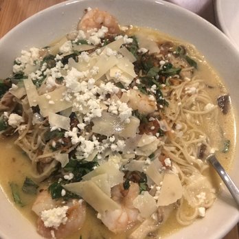 Leftovers Cafe - Angel hair pasta - big portion size! Split it between 2 people and we were so full - Seafood Near Me - Jupiter, Florida Leftovers Cafe - Angel hair pasta - big portion size! Split it between 2 people and we were so full - Seafood Near Me - Jupiter, Florida