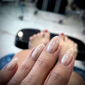 Diamond Nails - Nails are done in Zen's Nude 36 with chrome. - Nail Salons Near Me - Roseville, California