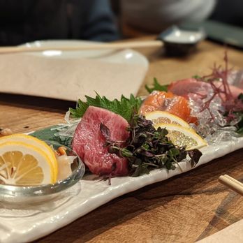Kiraku - Sashimi Sampler - Tapas/Small Plates Near Me - Berkeley, California Kiraku - Sashimi Sampler - Tapas/Small Plates Near Me - Berkeley, California