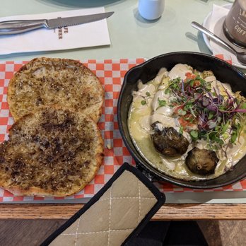 Cafe Landwer - Roasted smoked eggplant with zaatar pita - Breakfast & Brunch Near Me - Boston, Massachusetts