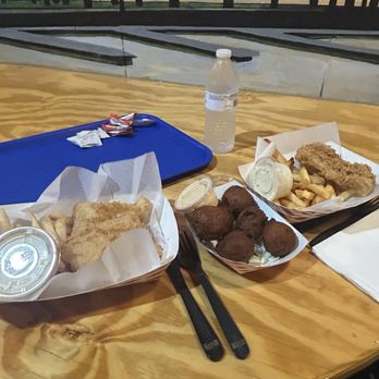 The Bait and Hook - 2 fish and chips, hush puppies, 2 waters $50. Fresh fish is so worth it! - Seafood Near Me - Sanford, Florida The Bait and Hook - 2 fish and chips, hush puppies, 2 waters $50. Fresh fish is so worth it! - Seafood Near Me - Sanford, Florida