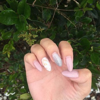Polished Chic Nail Bar - Pink w/ glitter and marble done by Joy! - Nail Technicians Near Me Polished Chic Nail Bar - Pink w/ glitter and marble done by Joy! - Nail Technicians Near Me