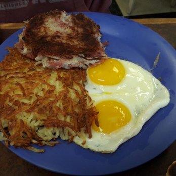 Kountry Style Kitchen Restaurant - 20170714 Corned Beef Hash and Eggs (Sunnyside) with Hash Browns - Breakfast & Brunch Near Me - Ewa Beach, Hawaii Kountry Style Kitchen Restaurant - 20170714 Corned Beef Hash and Eggs (Sunnyside) with Hash Browns - Breakfast & Brunch Near Me - Ewa Beach, Hawaii