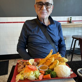 Sango Sushi - My dad's portion was huge! He got the tempura and sesame chicken combo! - Japanese Near Me - Laguna Niguel, California