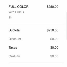 The receipt falsely listed the owner as my stylist abd charged for a false service. It was root touch up.
