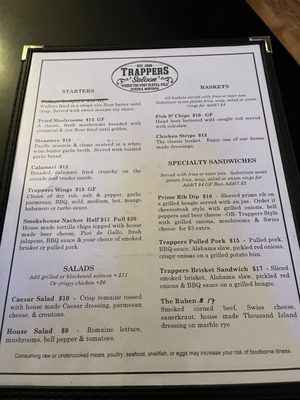 Menu photo 2 Trappers Saloon Eureka, MT