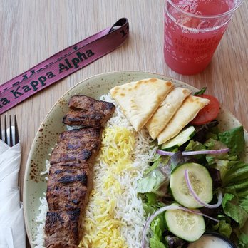 Luna Grill The Hill - Halal lamb kabob- $14.Tender meat, perfectly seasoned/cooked rice. Too much food for this gal! Pomegranate Limeade! $3 - Mediterranean Near Me - Dallas, Texas Luna Grill The Hill - Halal lamb kabob- $14.Tender meat, perfectly seasoned/cooked rice. Too much food for this gal! Pomegranate Limeade! $3 - Mediterranean Near Me - Dallas, Texas