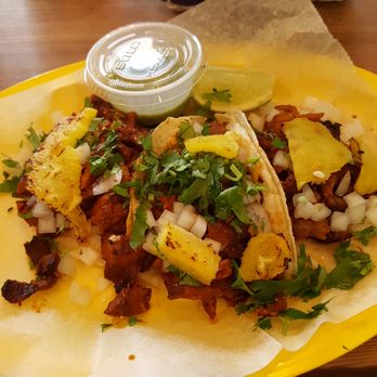 El Mitote - A true order of al pastor tacos. They even come with pineapple! - Salad Near Me - New York, New York
