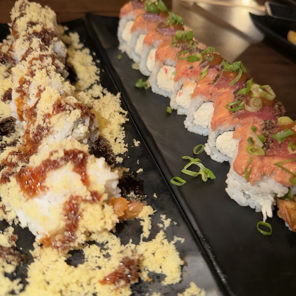 Left: Crunch Roll (8 Pieces) Right: Spicy Tuna Shrimp Roll (8 Pieces) Left: Crunch Roll (8 Pieces) Right: Spicy Tuna Shrimp Roll (8 Pieces)