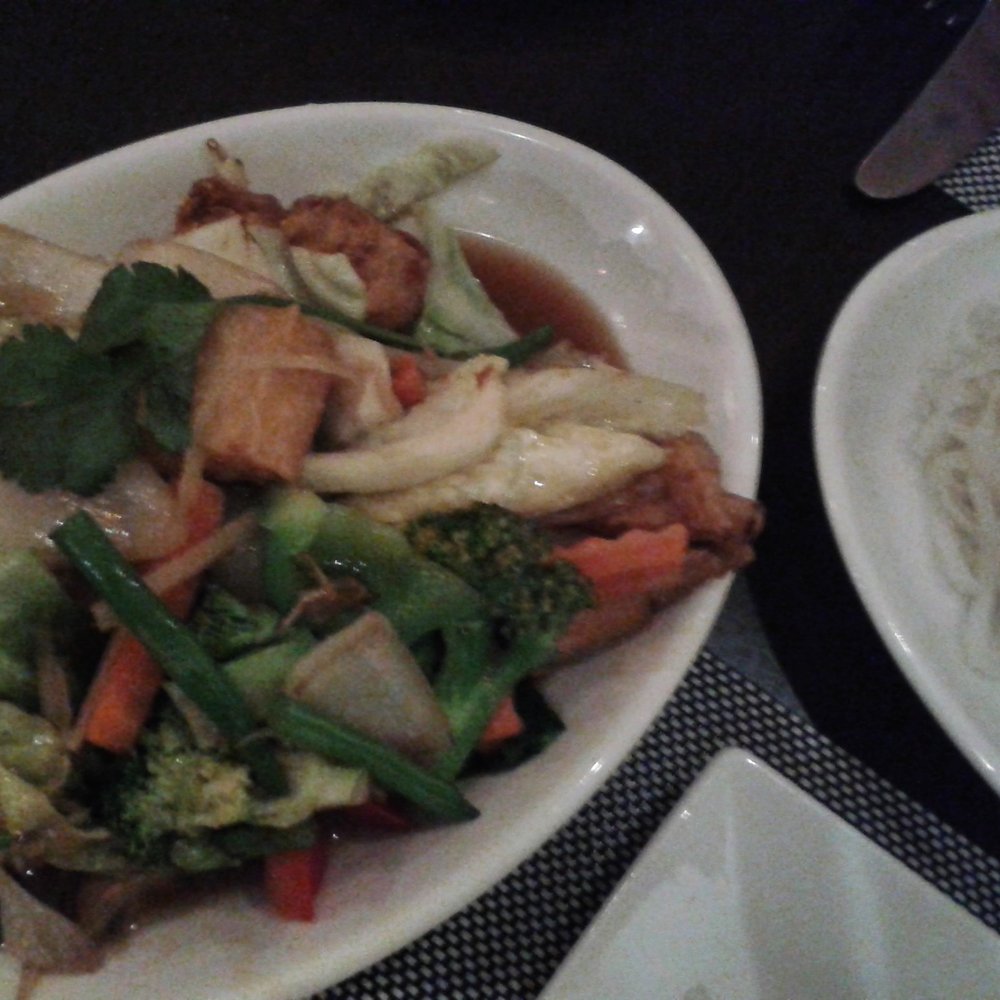 At Home Thai & Grill - Tofu and vegetable stir fry with rice noodles. Vegan & vegetarian friendly menu. - Thai Near Me - Ayr, SAY