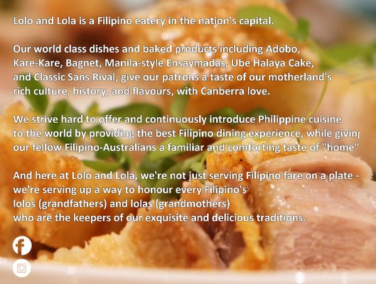 Menu photo 1 Lolo and Lola Filipino Eatery Watson, ACT Menu photo 1 Lolo and Lola Filipino Eatery Watson, ACT