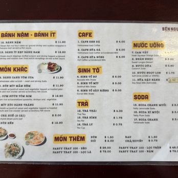 Ben Ngu - Menu as of 5/5/25 - Vietnamese Near Me - Garden Grove, California