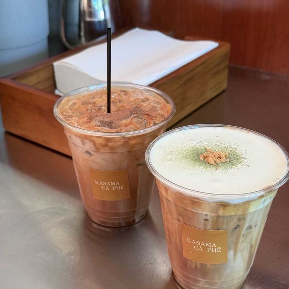 Kasama Cà Phê - Davao Mocha (Left), Pandan Muối Latte (Right) - Coffee & Tea Near Me - San Jose, California Kasama Cà Phê - Davao Mocha (Left), Pandan Muối Latte (Right) - Coffee & Tea Near Me - San Jose, California