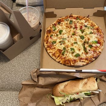 Pie Cafe - M Pizza (12"), 8 Slices and a Turkey & Cheese Sub. Chai Tea Freeze and Apple Pie Chai Latte. - Coffee & Tea Near Me - Willowick, Ohio