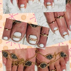 V & T Nails Salon - Classy white birthday mani/pedi by Penny & Linda